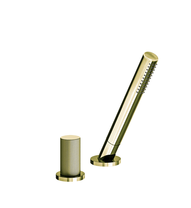 Lollipop Deck-mount Roman Diverter and Handshower Set - Knurling