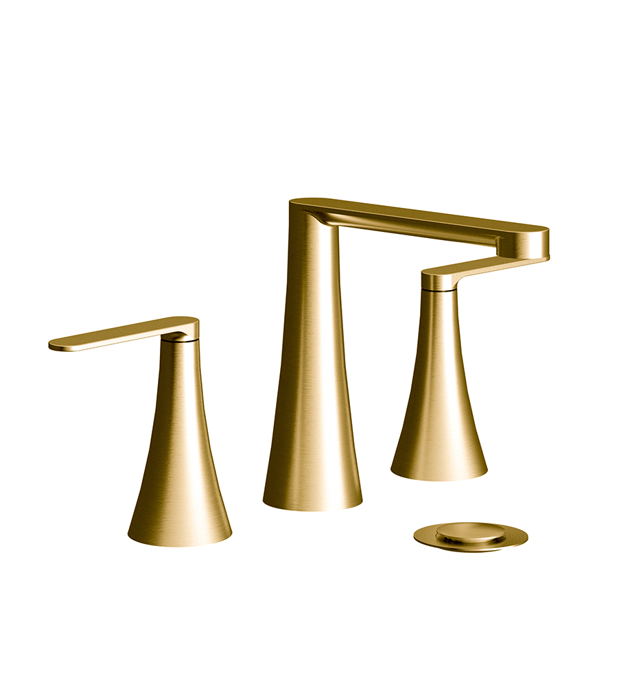 Konic Lever Widespread lavatory faucet with push-down pop-up drain assembly