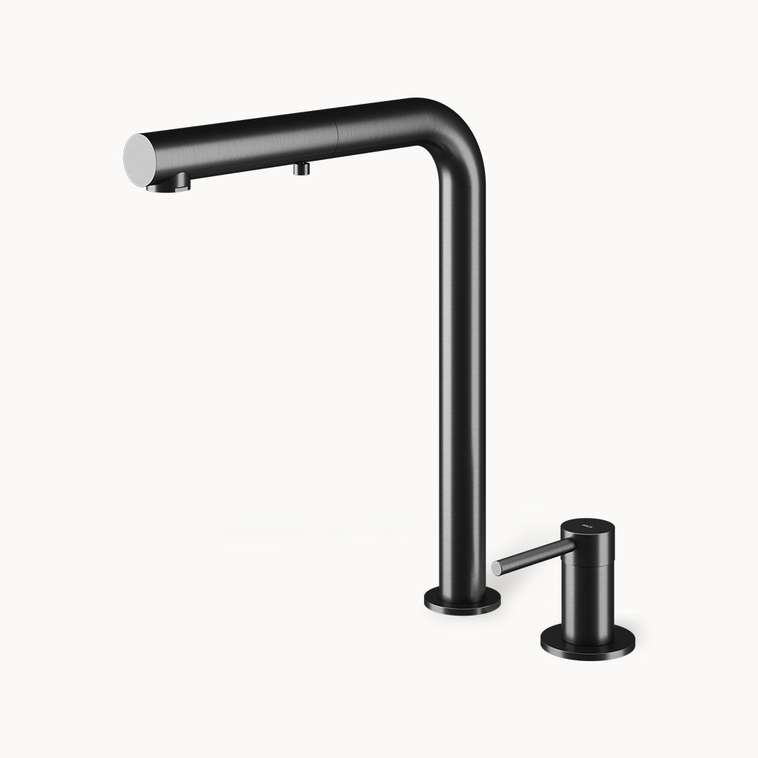 Nemo HD Two-hole Stainless Steel Kitchen Faucet with Pull-out Dual spray in Stainless Steel Matte Black PVD