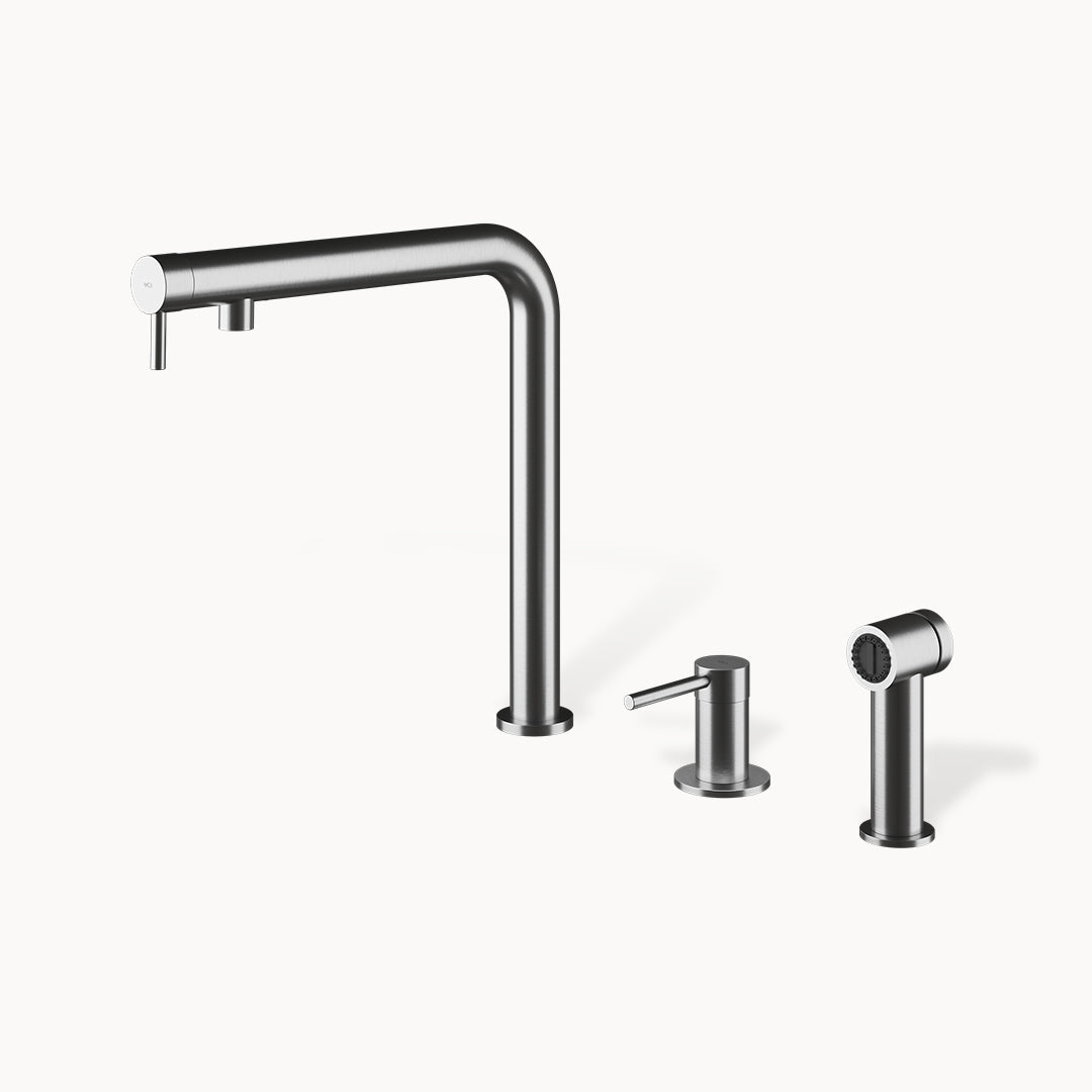 Nemo RH MXSP Stainless Steel Kitchen Faucet with mixer with side-spray in Stainless Steel Matte