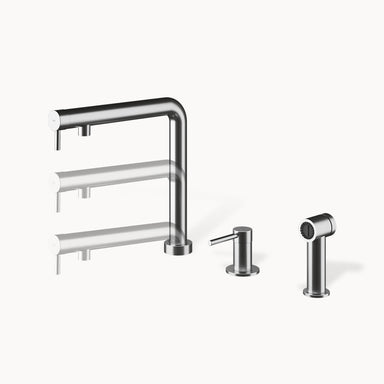 Nemo RHA MXSP Three-hole Stainless Steel Telescopic Kitchen Faucet with Pull-out Dual Spray in Stainless Steel Matte 