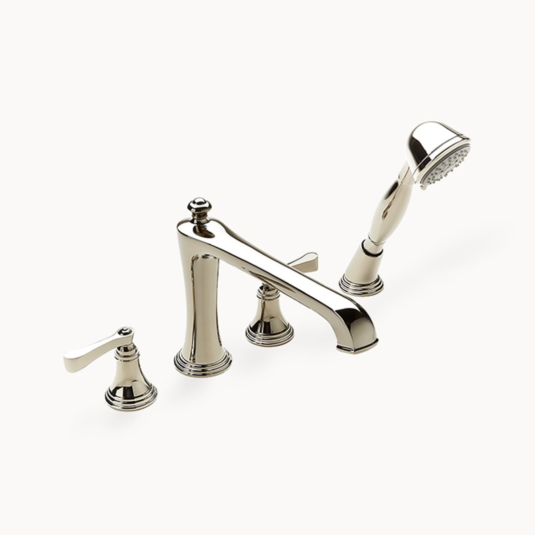 Berea Roman Tub Filler with Metal Lever Handles and Hand Shower