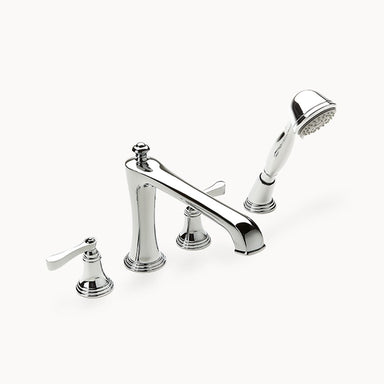 Berea Roman Tub Filler with Metal Lever Handles and Hand Shower