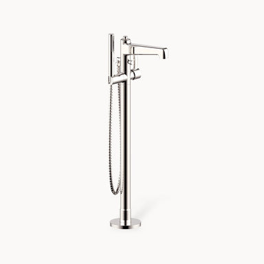 Darby Floor Mount Tub Filler with Metal Lever Handle and Hand Shower