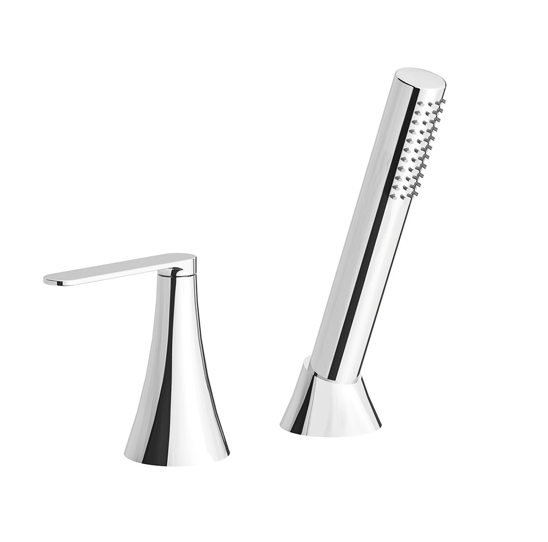 Konic Lever Deck-mount Roman Diverter and Handshower Set