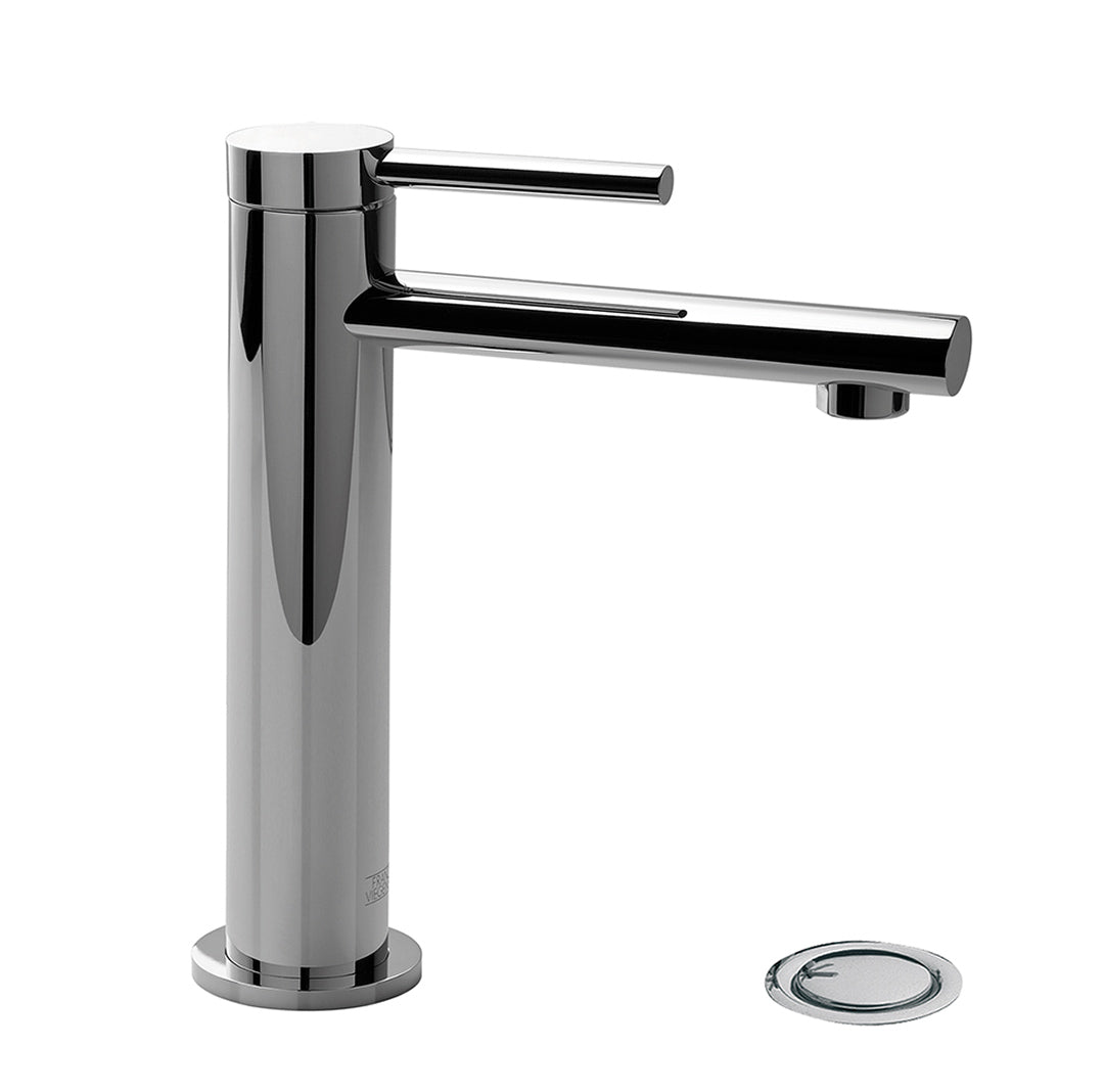 Nerea Vessel single handle luxury lavatory set with push-down pop-up drain assembly