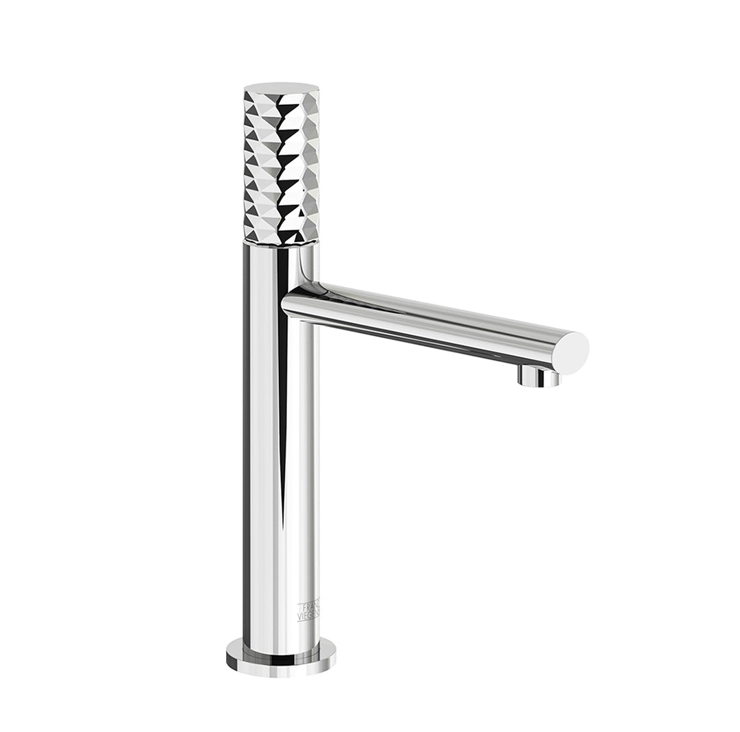 Nerea Vessel single handle luxury lavatory set with push-down pop-up drain assembly - Diamond