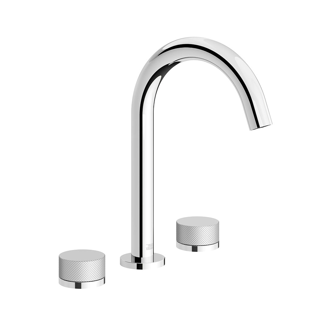 Nerea Widespread lavatory faucet with pop-up drain assembly - Knurling