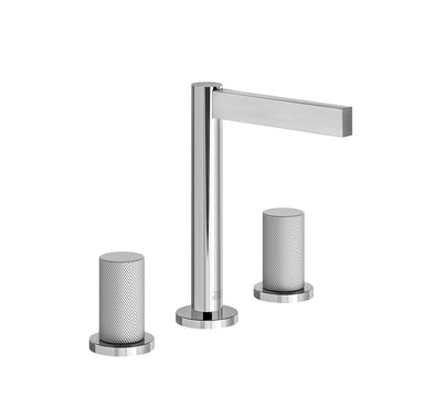 Lollipop Widespread lavatory faucet with pop-up drain assembly - Knurling