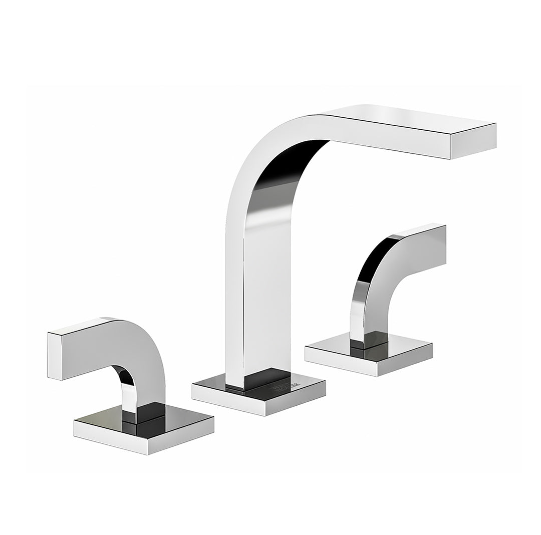 Domino Widespread lavatory faucet with push-down pop-up drain assembly