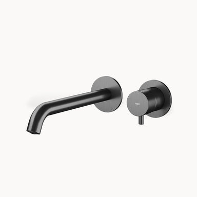 MINIMAL Two hole Wall Mount Bathroom Faucet with Metal Lever Handle