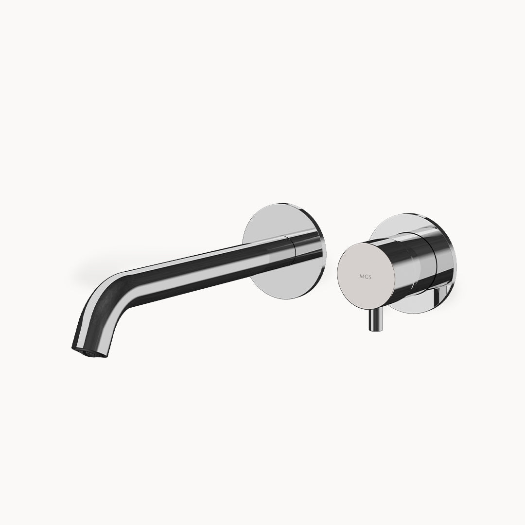 MINIMAL Two hole Wall Mount Bathroom Faucet with Metal Lever Handle