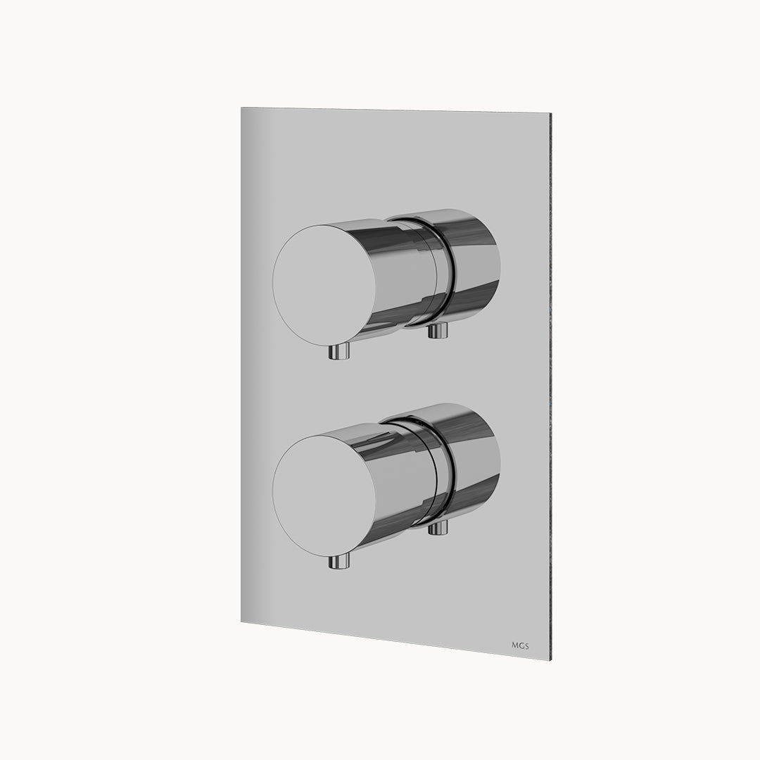 Minimal Stainless Steel Thermostatic Shower Trim with Three-way Diverter – 3 Non-shared Functions