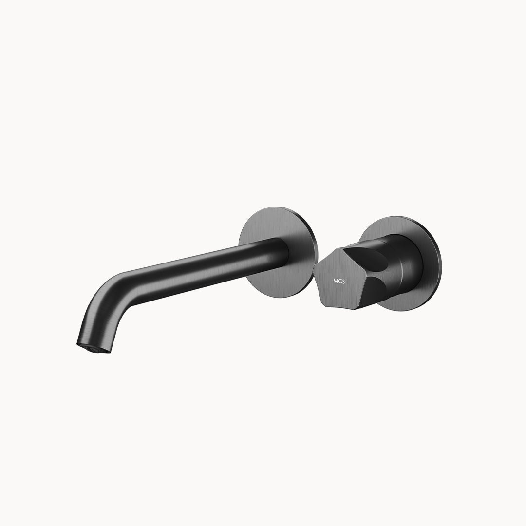 PENTA Two hole Wall Mount Bathroom Faucet with Round Metal Handle