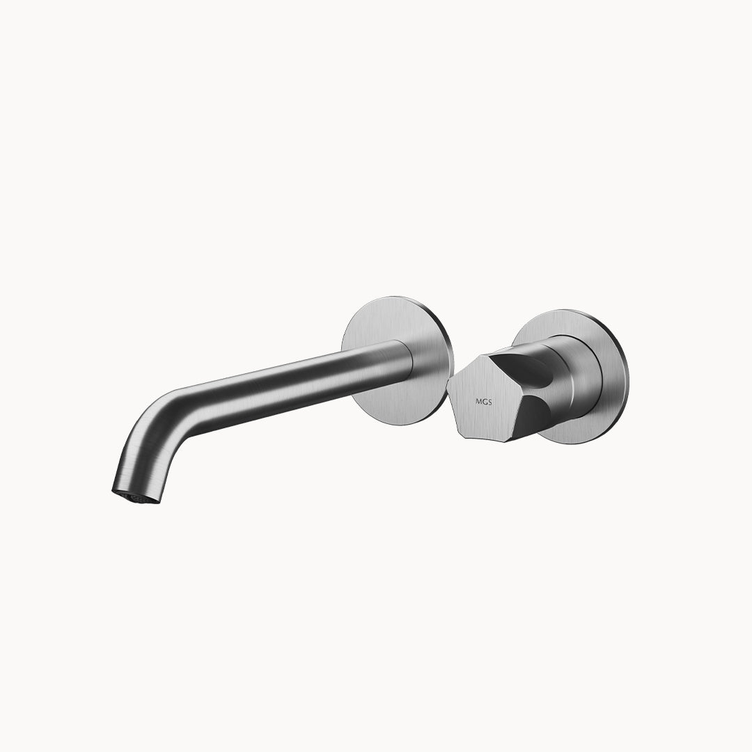 PENTA Two hole Wall Mount Bathroom Faucet with Round Metal Handle