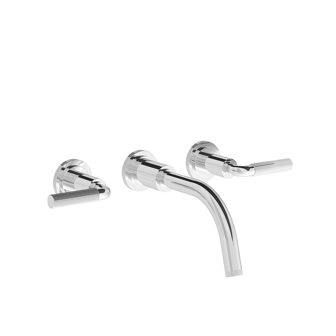 Techno Chic Wall-mounted lavatory faucet, less drain assembly, trim only - Vertical Lines Lever
