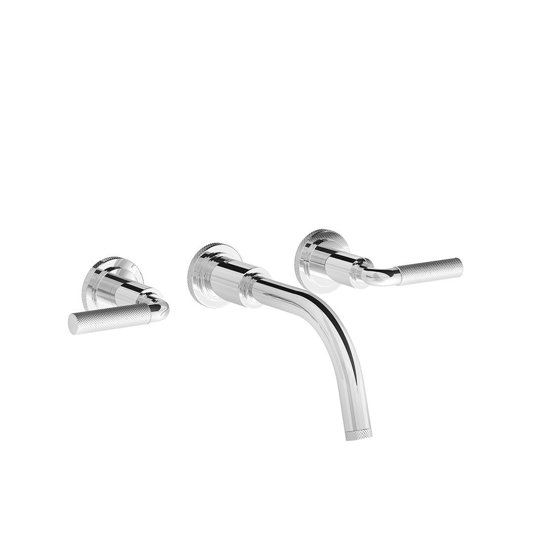 Techno Chic Wall-mounted lavatory faucet, less drain assembly, trim only - Knurling Lever
