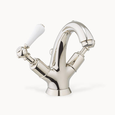 Belgravia Single Hole Bathroom Faucet with White Lever Handles