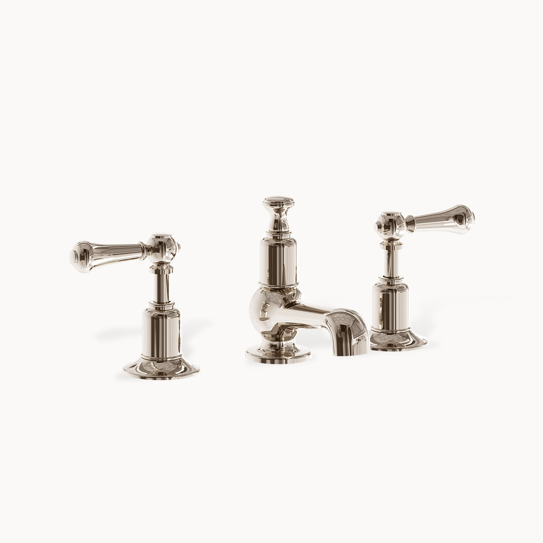 Belgravia Widespread Bathroom Faucet with Metal or White Lever Handles