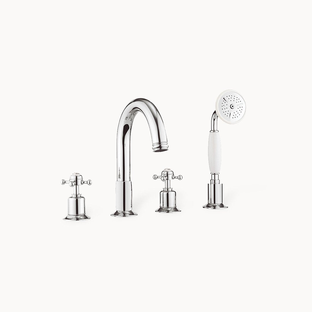 Belgravia Roman Tub Filler with Hand Shower and Cross Handles