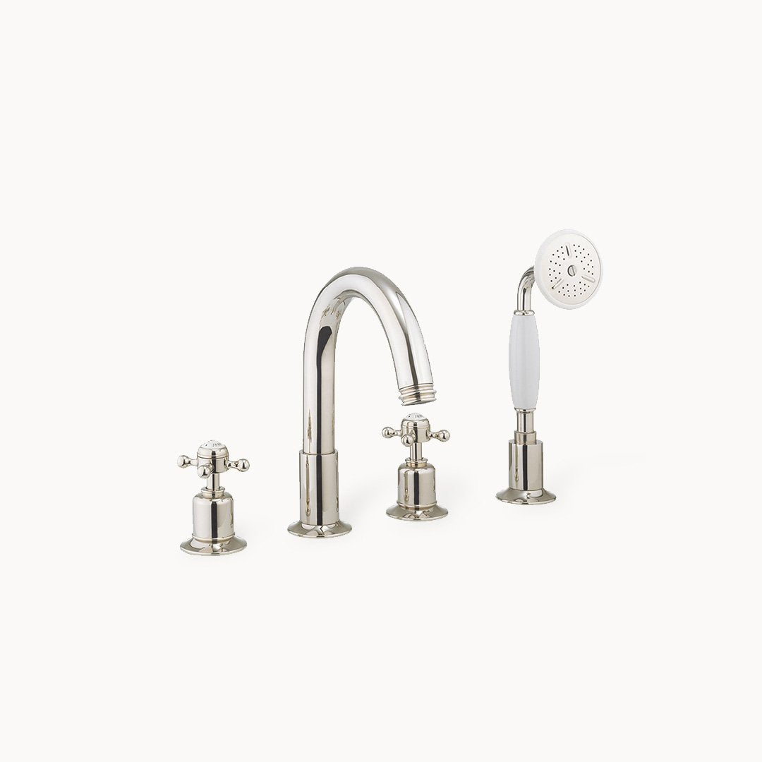 Belgravia Roman Tub Filler with Hand Shower and Cross Handles
