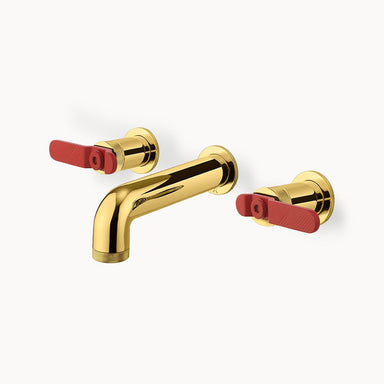 UNION Widespread Wall-mount Basin Faucet with Red Lever