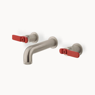 UNION Widespread Wall-mount Basin Faucet with Red Lever