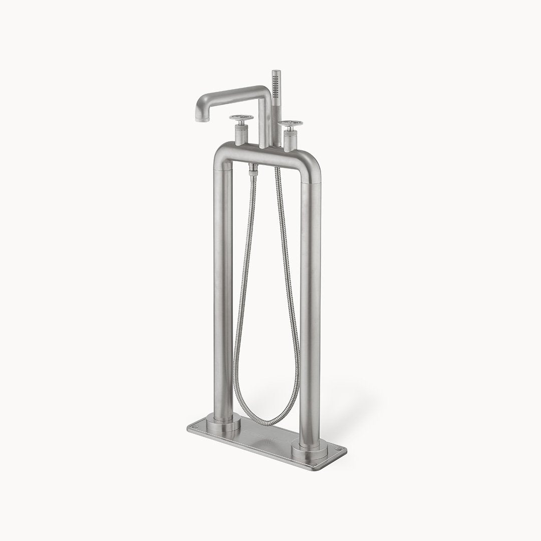 UNION Floor Mount Tub Filler with Round Metal Handles