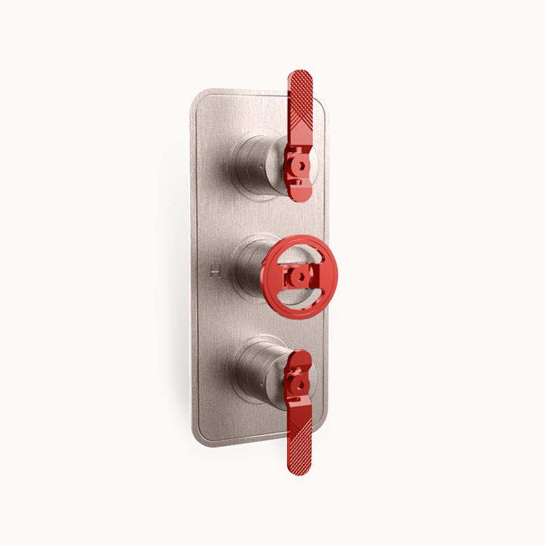 UNION 2000/3000 Thermostatic Valve Trim with Red Lever and Round Handles