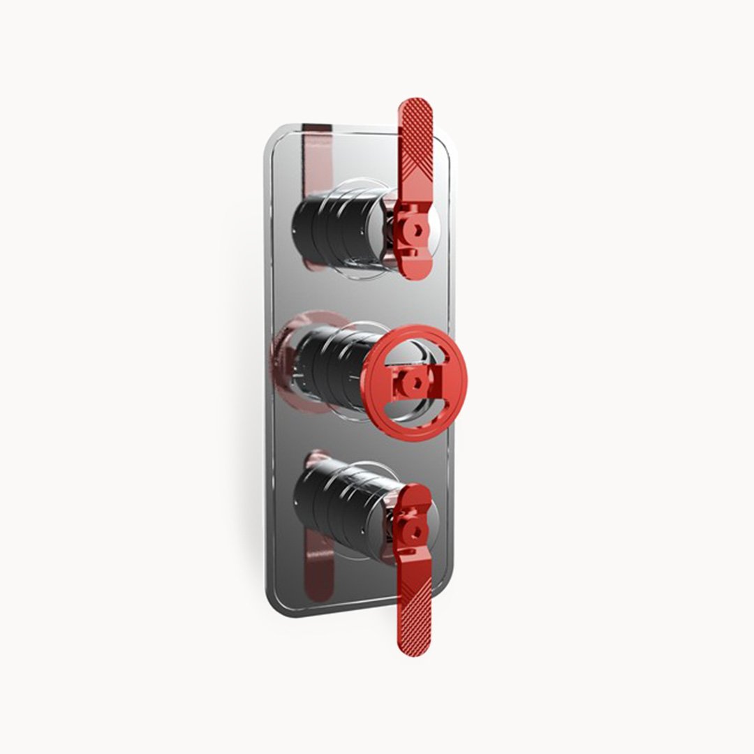 UNION 2000/3000 Thermostatic Valve Trim with Red Lever and Round Handles