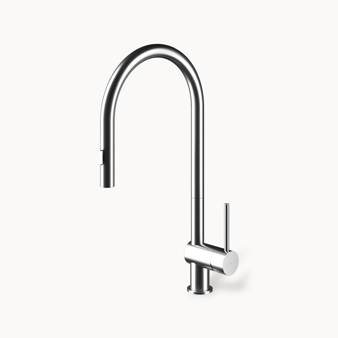 Model VELA SD Single-hole Stainless Steel Kitchen Faucet with Pull-down Dual spray 